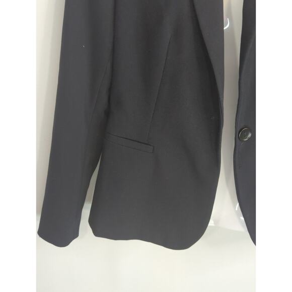 Zara Basic Navy Blazer Women's Medium Single Breasted Preppy Demure Modest - Picture 3 of 7